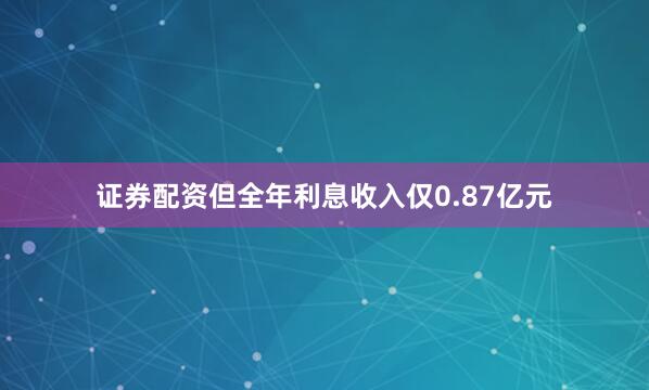 证券配资但全年利息收入仅0.87亿元